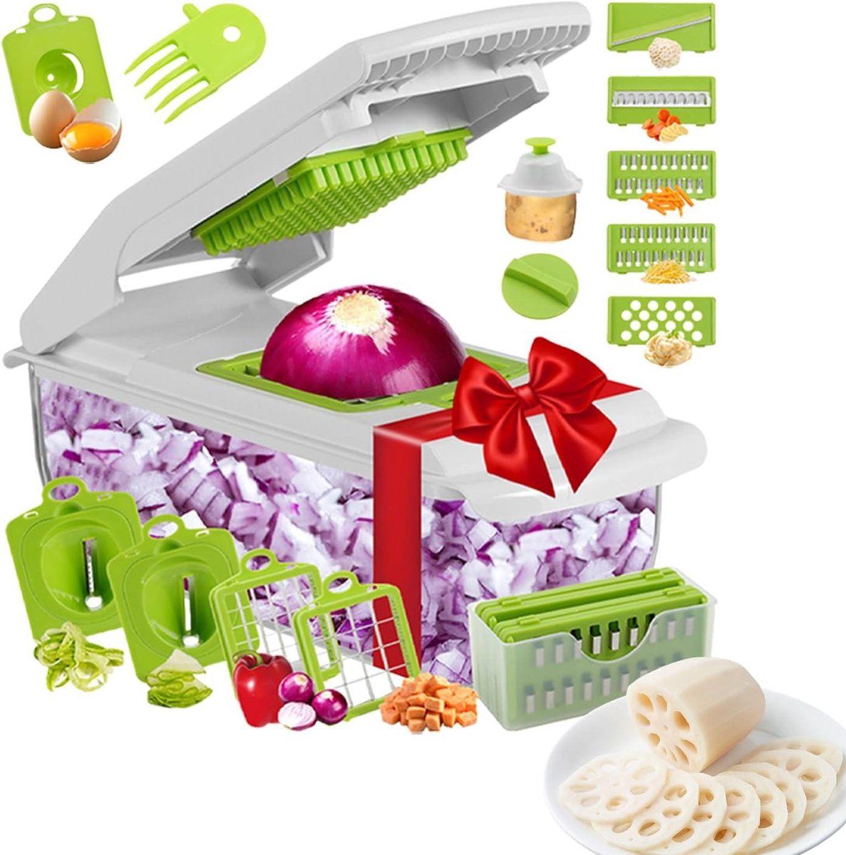 Keuken Snijder - Groente Hakker - Maaltijd Voorbereiding - 18-in-1 Tool - 334 cm Lengte - Groen