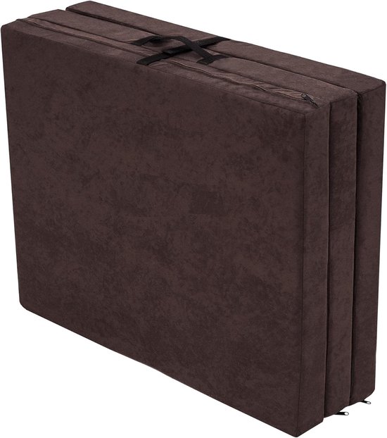Vouwmatras - Gastenbed Ligvlak - Comfortabel Slapen - Afneembare Hoes - 195 x 80 cm - Donkerbruin — afbeelding 2
