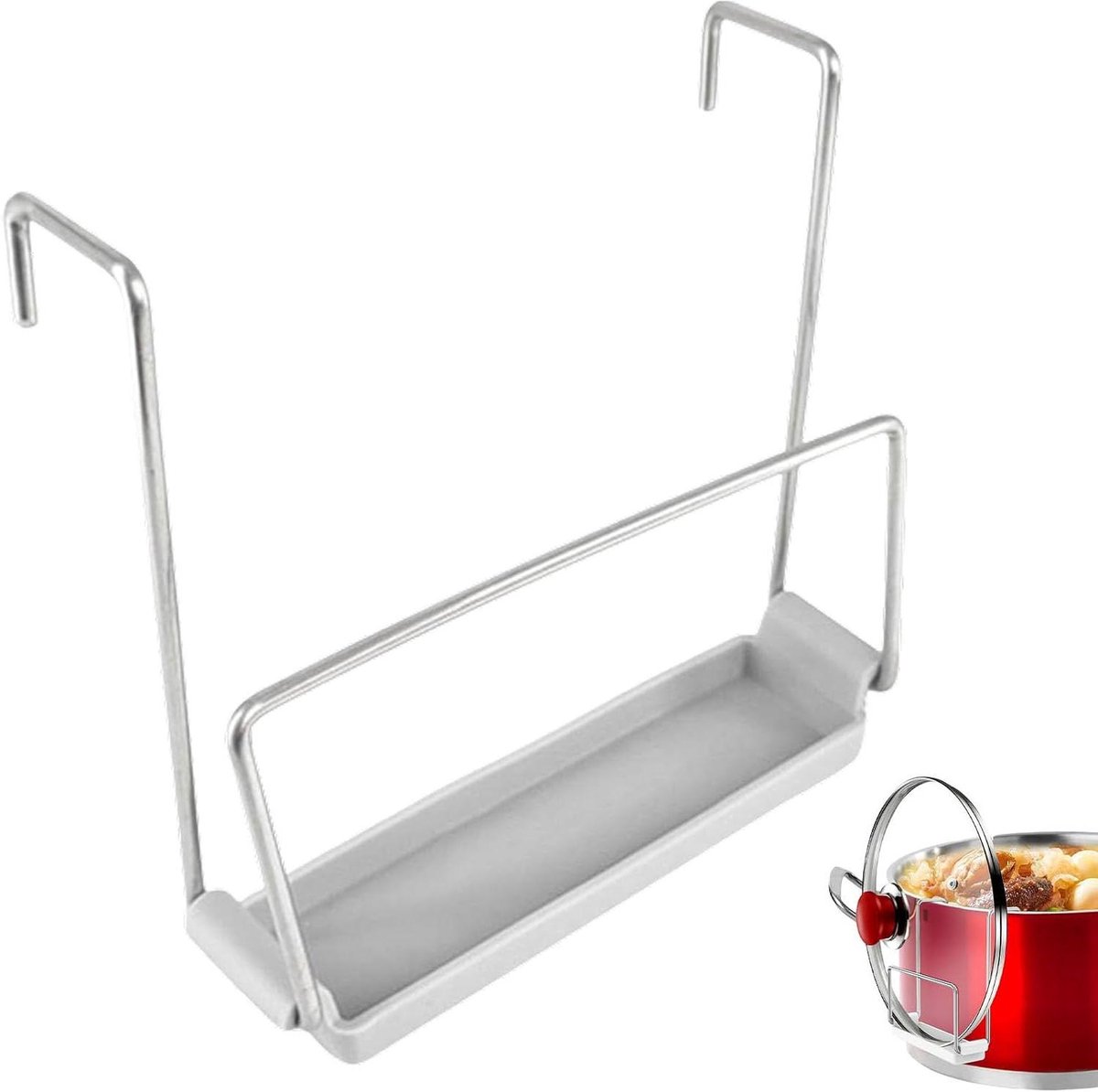 Dekselhouder - Pannenrek Organizer - Keuken Ordenen - Roestvrij & Compact - 3.5H cm - Grijs