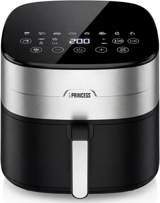 Princess 182280 Airfryer 8L XXL digitaal, dubbel verwarmingselement, 2000W, PFAS-vrij, gezond bakken zonder olie