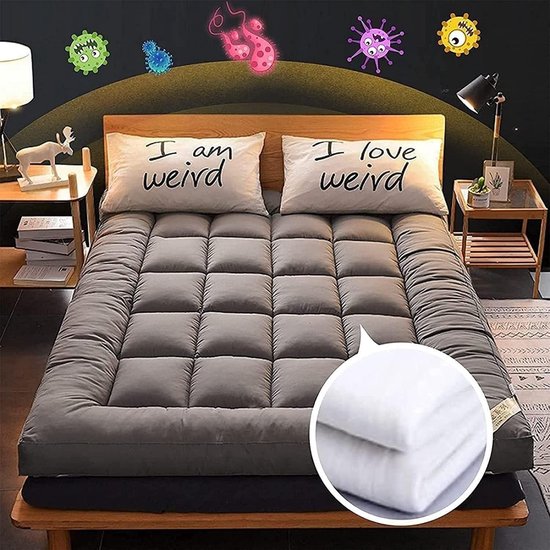Opvouwbare Futon Matras - Vloerbedding Pad - Ruimtebesparend Slapen - Extra Dik Comfort - 90 x 200 cm - Grijs — afbeelding 5