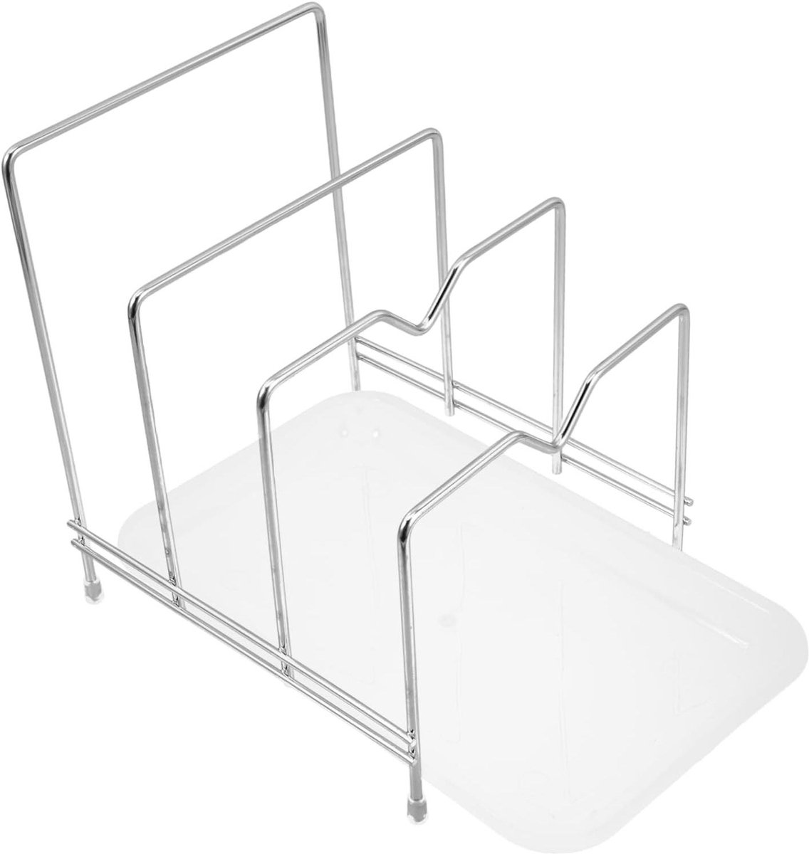 Snijplankhouder Keuken - Opberger Deksel - Aanrecht Ordenen - Met Waterbak - 19x17x15cm - Zilver