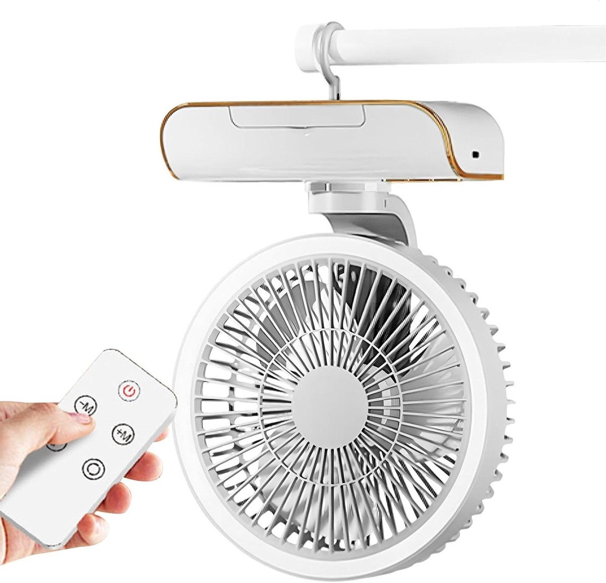 Circulerende ventilator - USB-laadventilator - Ruimte Koelen - Afstandsbediening - 25x18x10.5 cm - Grijs