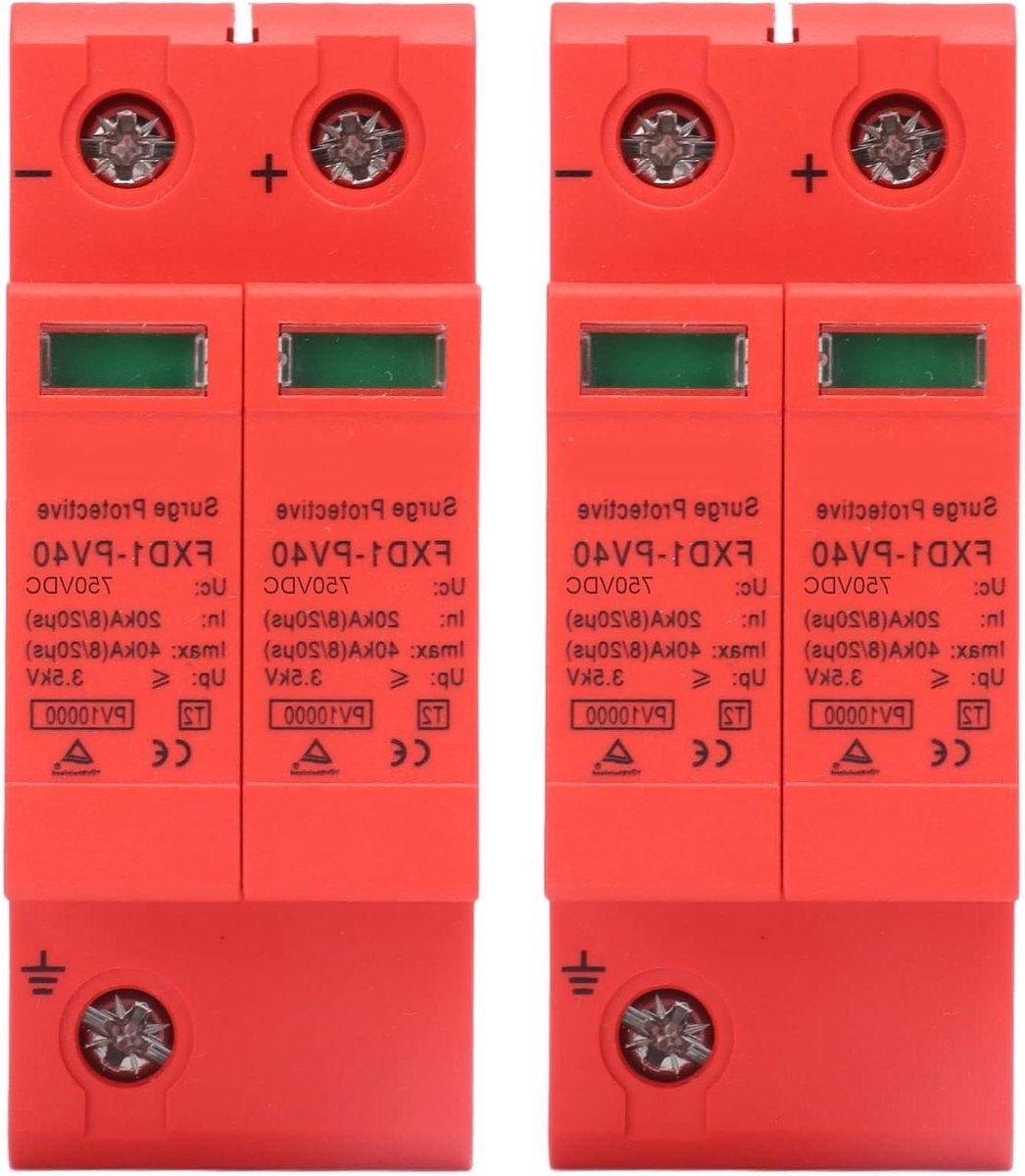 SPD Beschermingsapparaten - Overspanningsbeveiligers - Elektrische Installaties - Vlamvertragend Materiaal - 40kA Max Ontlading - Grijs