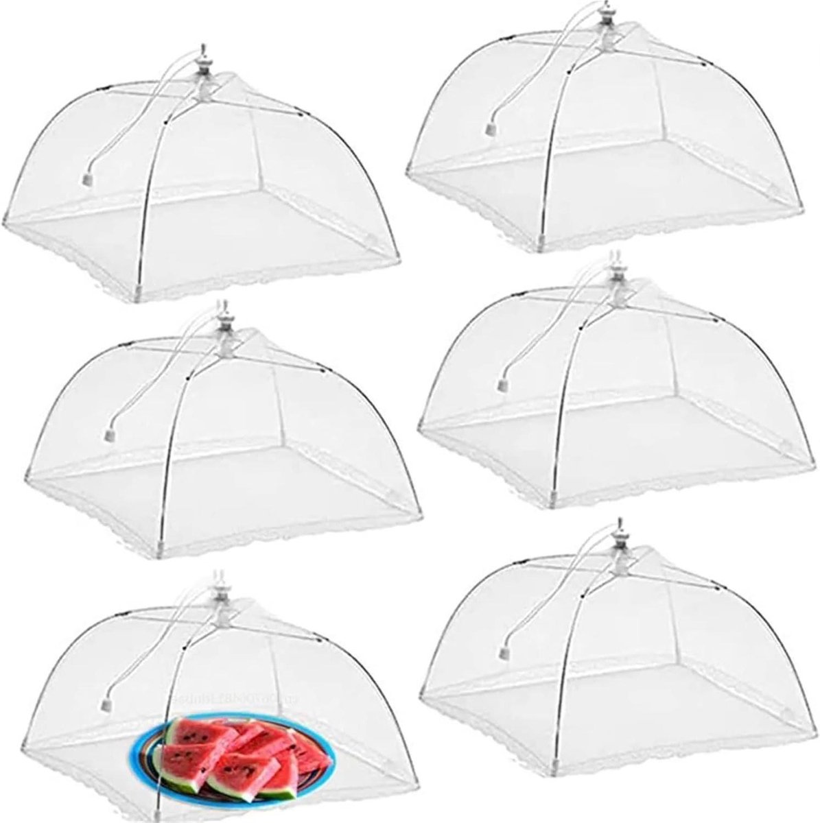 Voedselafdekking Set - Keuken Paraplu - Bescherming Tegen Insecten - Opvouwbaar Ontwerp - 6 Stuks 43 cm - Wit