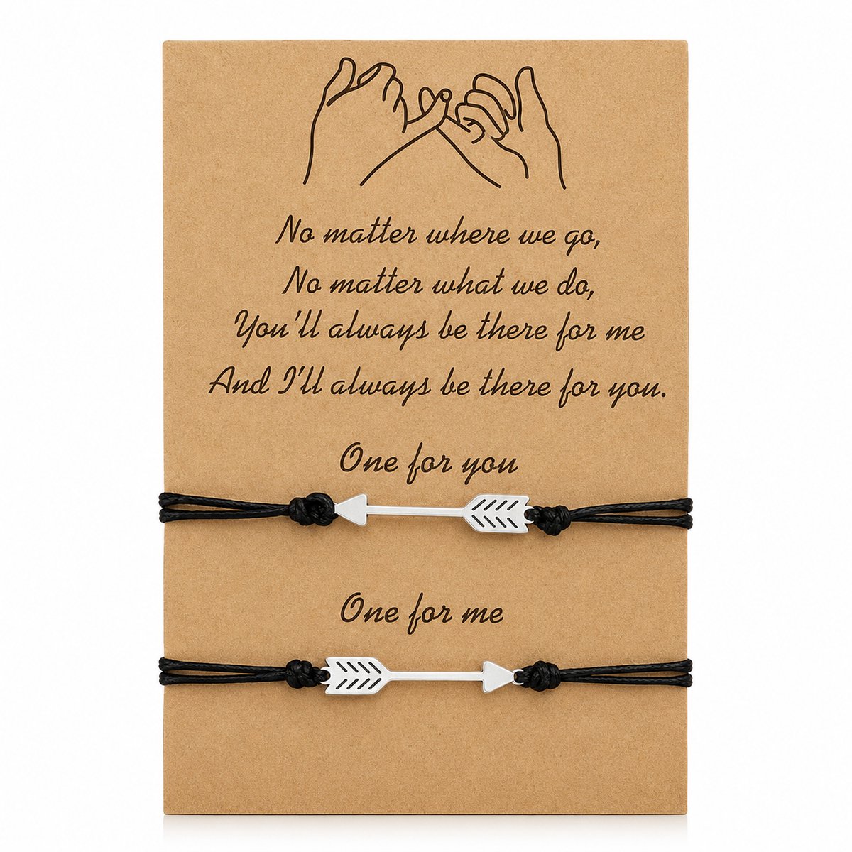 Engravia by Derya – Vriendschapsarmband Set – RVS Pijl Design – Minimalistische Koordarmbanden – Cadeau voor Beste Vriendin, Partner of Familie