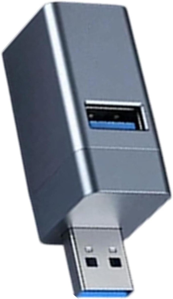 USB Splitter - Poort Extender - Productiviteit Verhoging - 3 Poorten - 55x25x20mm - Zwart Grijs