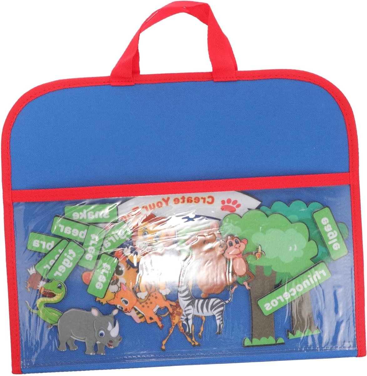 Educatief Viltbord - Viltverhaalbord Kleuter - Fijne Motoriek Ontwikkelen - Met Plantdecor - 60 x 36 cm - Blauw