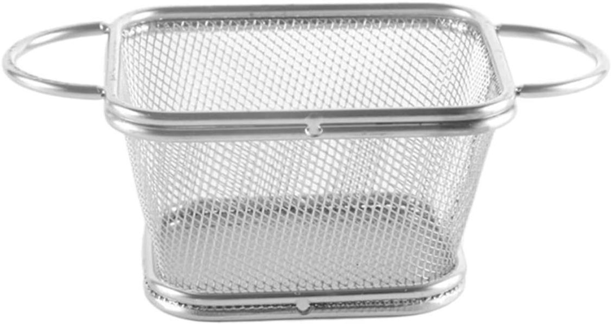 Frietmand RVS - Zeefmand Keuken - Snacks Frituren - Dubbele Frame - Met Handvat - Zilverkleurig