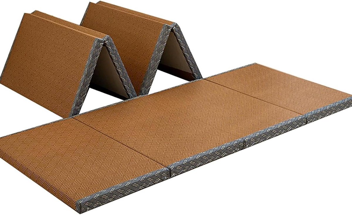 Japanse futonmatras - Vloermat slaapmat - Rustgevend slapen - Natuurlijk rush gras - 90 x 200 cm - Bruin