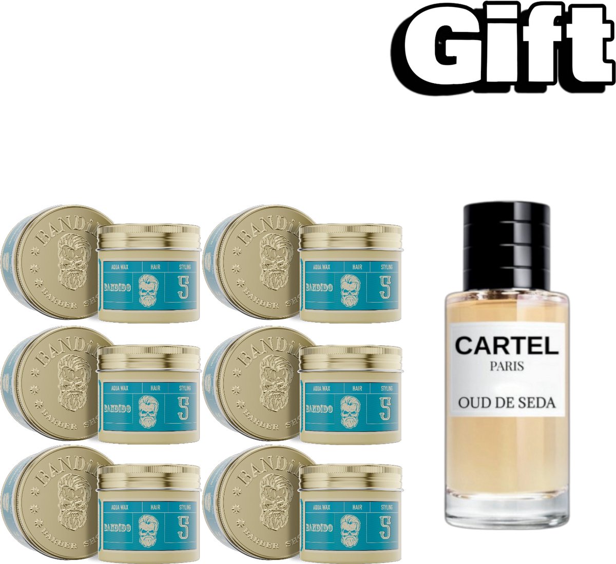Bandido Aqua wax Nr 5 - 6 Stuks 125ml. + 1X Cartel Parfum 50ml GRATIS