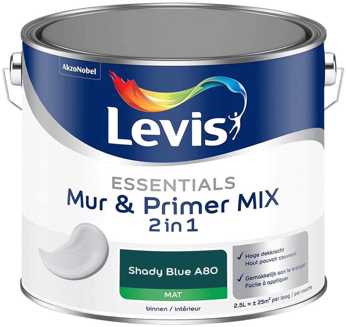 Levis - Essentials Mur & Primer Mix - Shady Blue A80 - Mengverf - 2,5 L