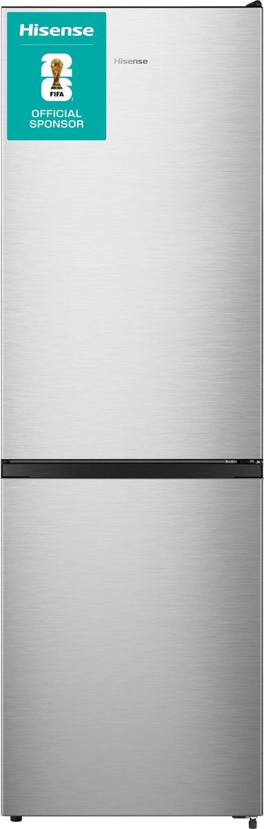 Hisense RB3N300NECA - RVS - Vrijstaande koel-vriescombinatie - 186 cm hoog - 304 liter - Energielabel A - Geluidsniveau 35 dB - LED Display - FastFreeze - Deuralarm - Interverter Compressor - Vakantiemodus
