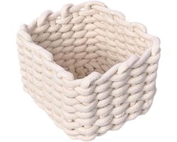 Woven Storages Basket, Rectangle Organizer Bin for Desktop Use, 7.09x5.51 inches, Woven Box Kids Toys, Remote Controls, Keys, Books, Snacks, Magazines, Home Storage Solution Living