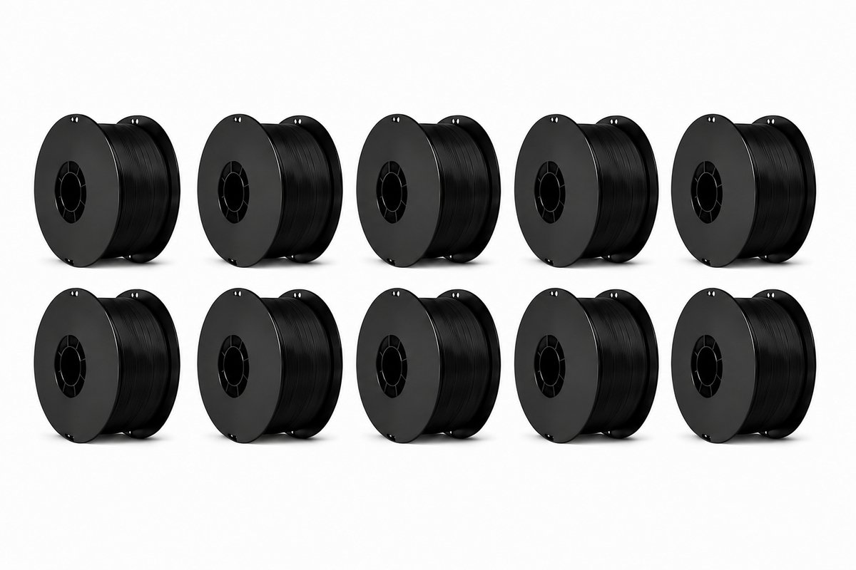 10x 1KG Zwarte Filament PLA+ 3D Printer Filament 1.75mm – Hoogwaardig 3D Printing Filament, Extra Sterk en Flexibel, Anti-Warp, Glanzend, Compatibel met FDM Printers, Print Zonder Problemen