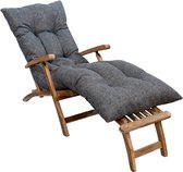 Bananair - Ligbedkussen - Tuinkussen - Zonnebed Kussen voor Tuin - Grijs - 185 x 60 x 15 cm
