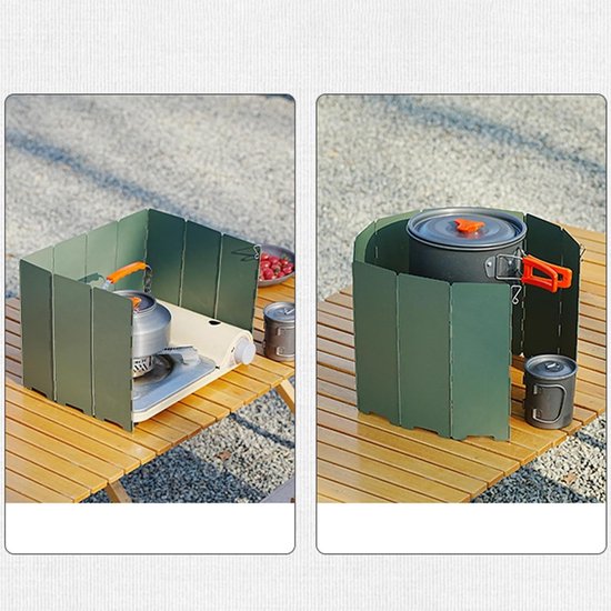 Kampeer Kookscherm - Opvouwbaar Windscherm - Stabiel Koken Buiten - Winddichte Vlam - 825 cm - Groen — afbeelding 3