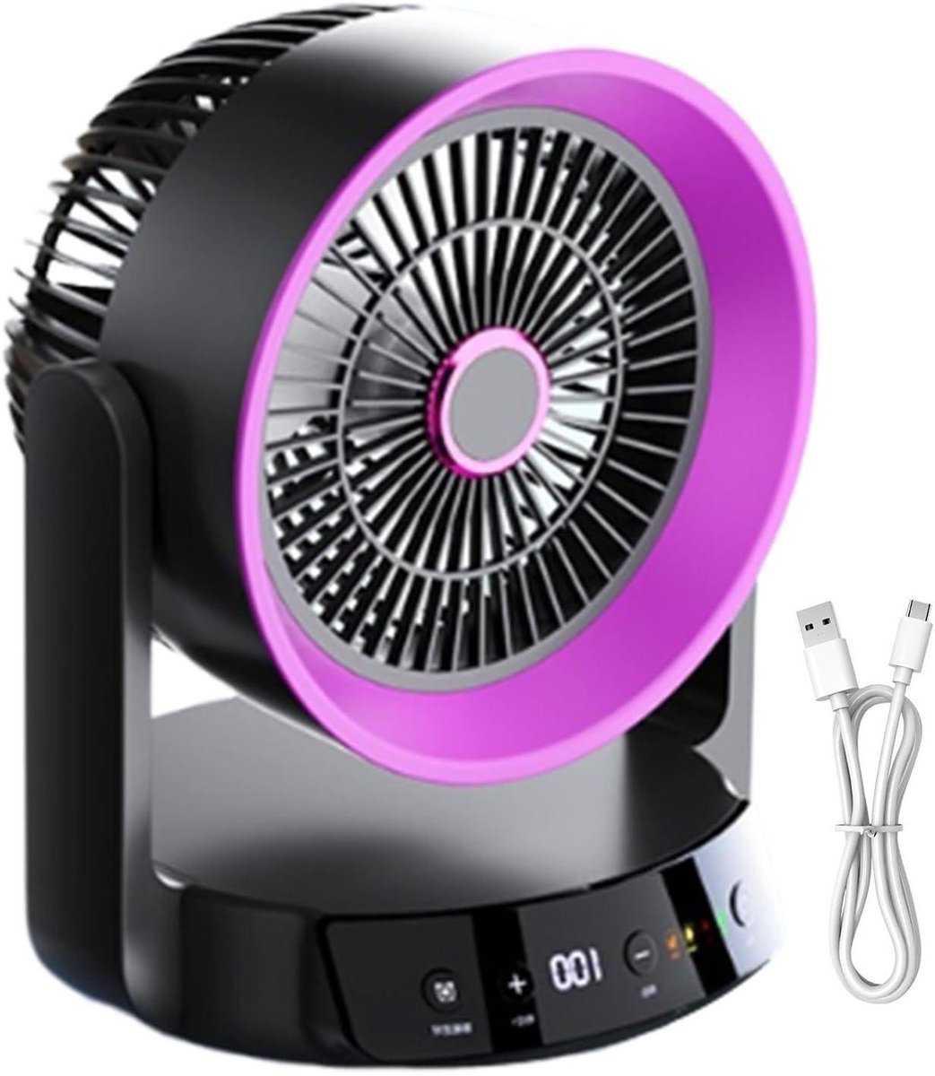 Tafelventilator, USB oplaadbare snelheid regelbaar, stil, draagbare persoonlijke tafelventilator, voor thuis, kantoor, slaapkamer, woonkamer, studeerkamer, slaapzaal, nachtkastje