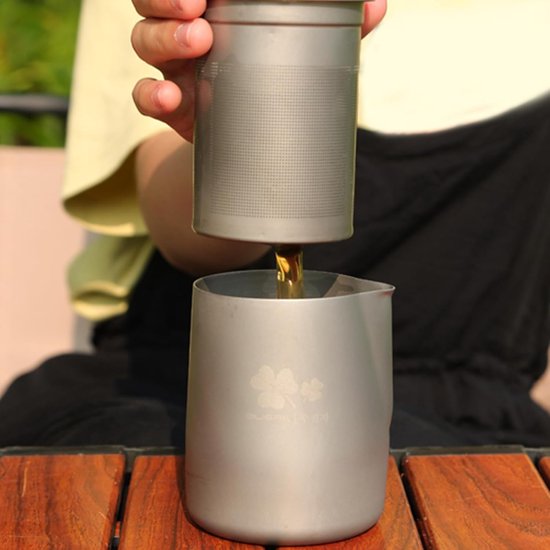 Camping Theepot - Outdoor Waterkoker - Thee Zetten - Ingebouwde Zeef - 350 ml Capaciteit - Zilverkleurig — afbeelding 3
