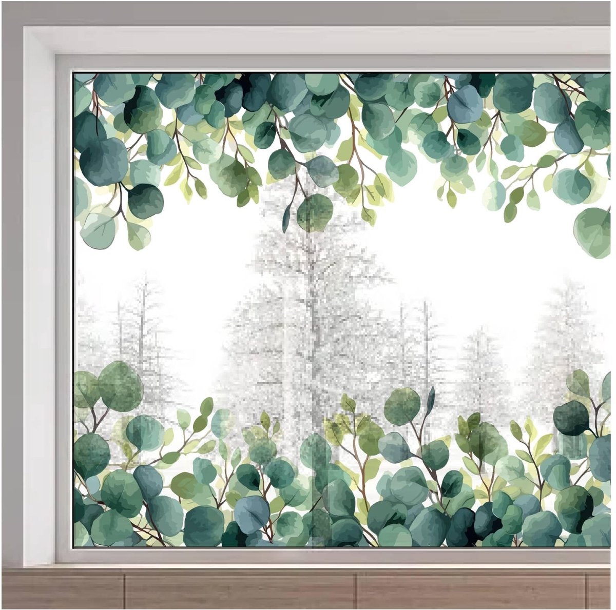 Cosensi - Dailygoods - Dailygoody - Eucalyptus Bladeren - Raamstickers - Dubbelzijdige Statische Vinyl - Groen - Decoratie - Venster Decoratie - Geschikt voor Binnen