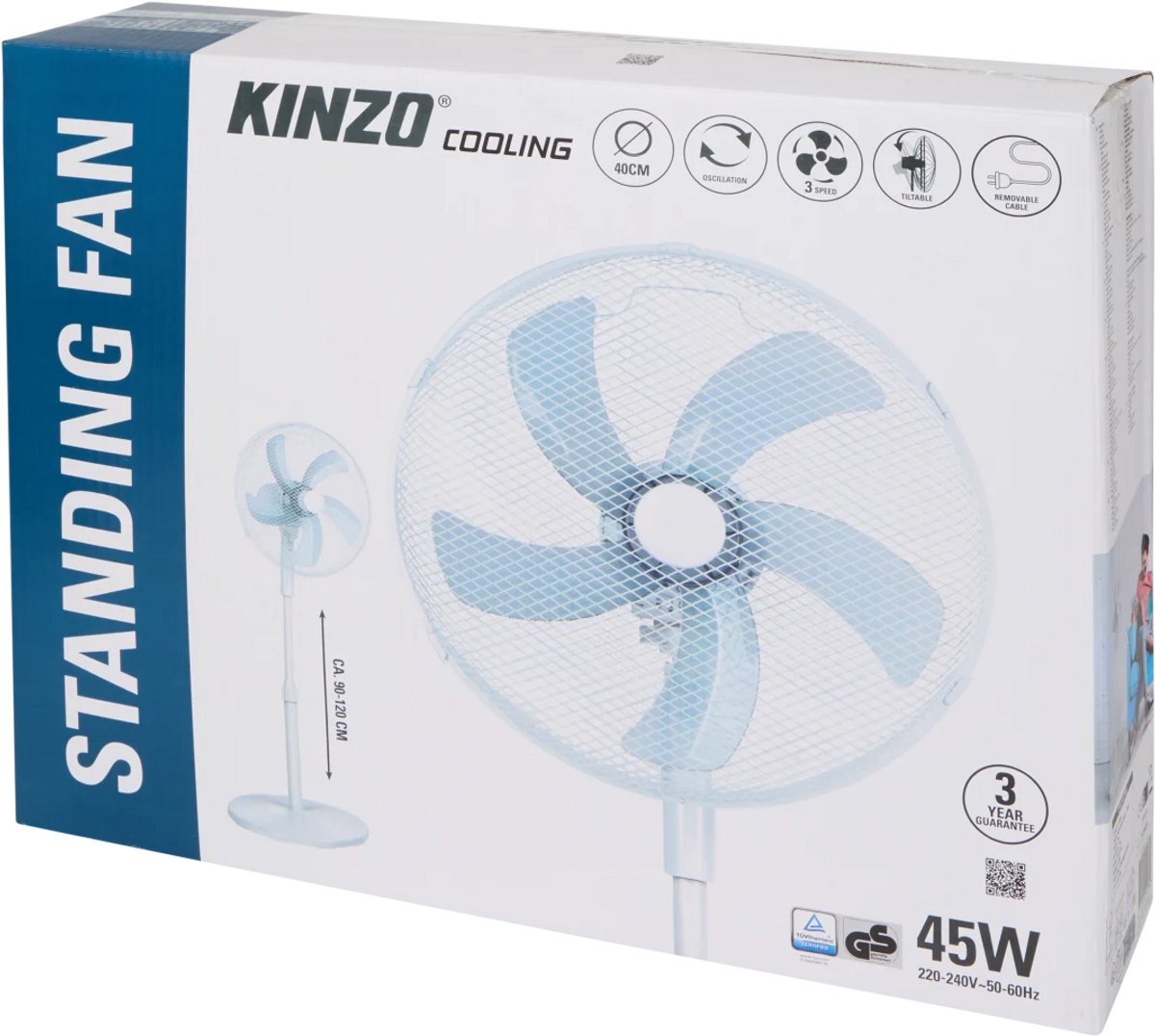Kinzo ventilator - Staand - 3 Snelheden - Zwenkfunctie -Kantelbaar