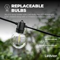 16.5 meter lichtsnoer met 30 E12 G40 LED-lampen en 3 meter aansluitsnoer.