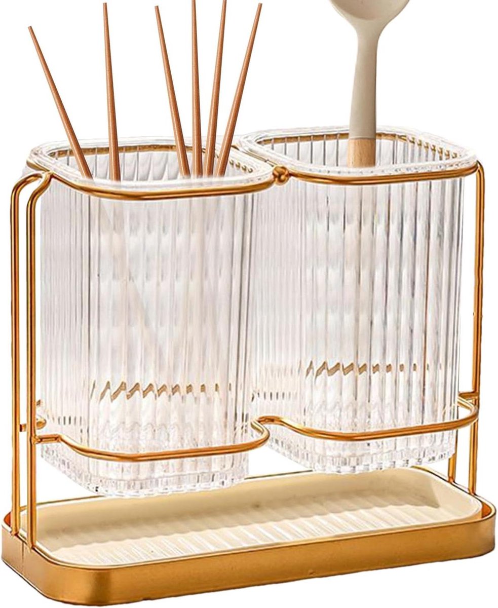 Eetstokhouder - Keuken Organizer - Tafel Dekken - Gladde Afwerking - 21.5 x 20.3 cm - Goud