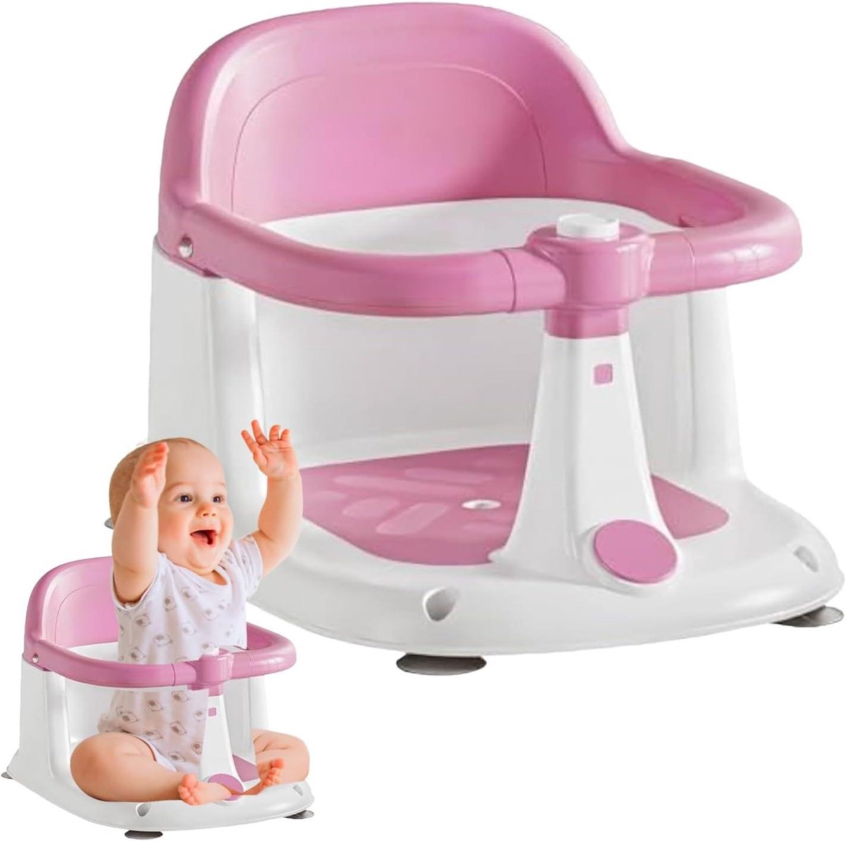 Badzitje voor kinderen - Draagbaar zitje - Veilig in bad - Antislip zitting - 1-3 jaar - Roze