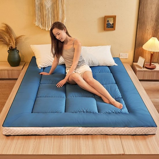 Deken Matras - Vloermatras Futon - Comfortabel Slapen - Opvouwbaar Ontwerp - 120x200cm - Blauw — afbeelding 3