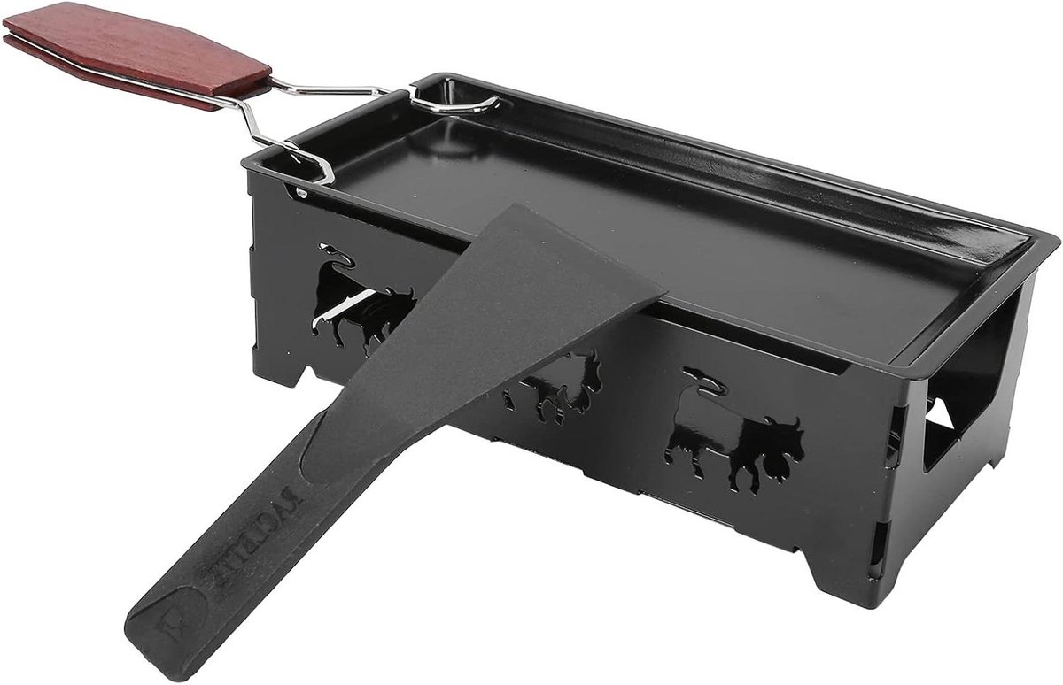 Draagbare Grillpan - Mini Bakplaat - Buiten Koken - Antiaanbaklaag - 18.5 x 9 cm - Zwart