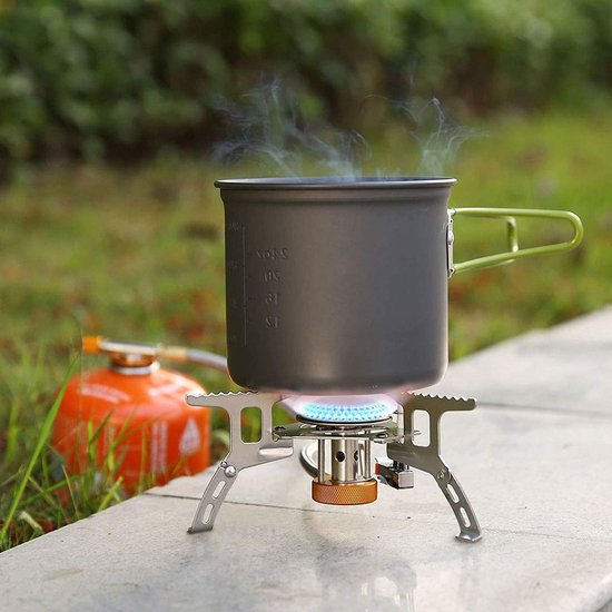 Camping Gasfornuis - Draagbaar Kooktoestel - Buiten Koken - Piëzo Ontsteking - 3700W Vermogen - Zilver van Camping — afbeelding 2
