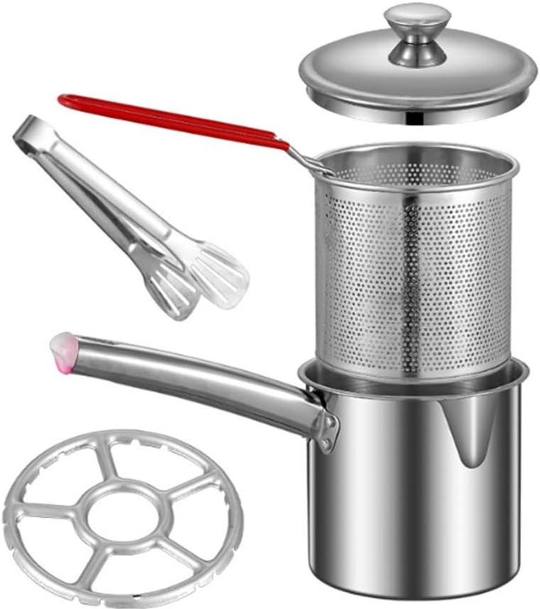 Kleine Frituurpan - Kookpot - Thuis Koken - Multifunctioneel - 1.8L - Zilver