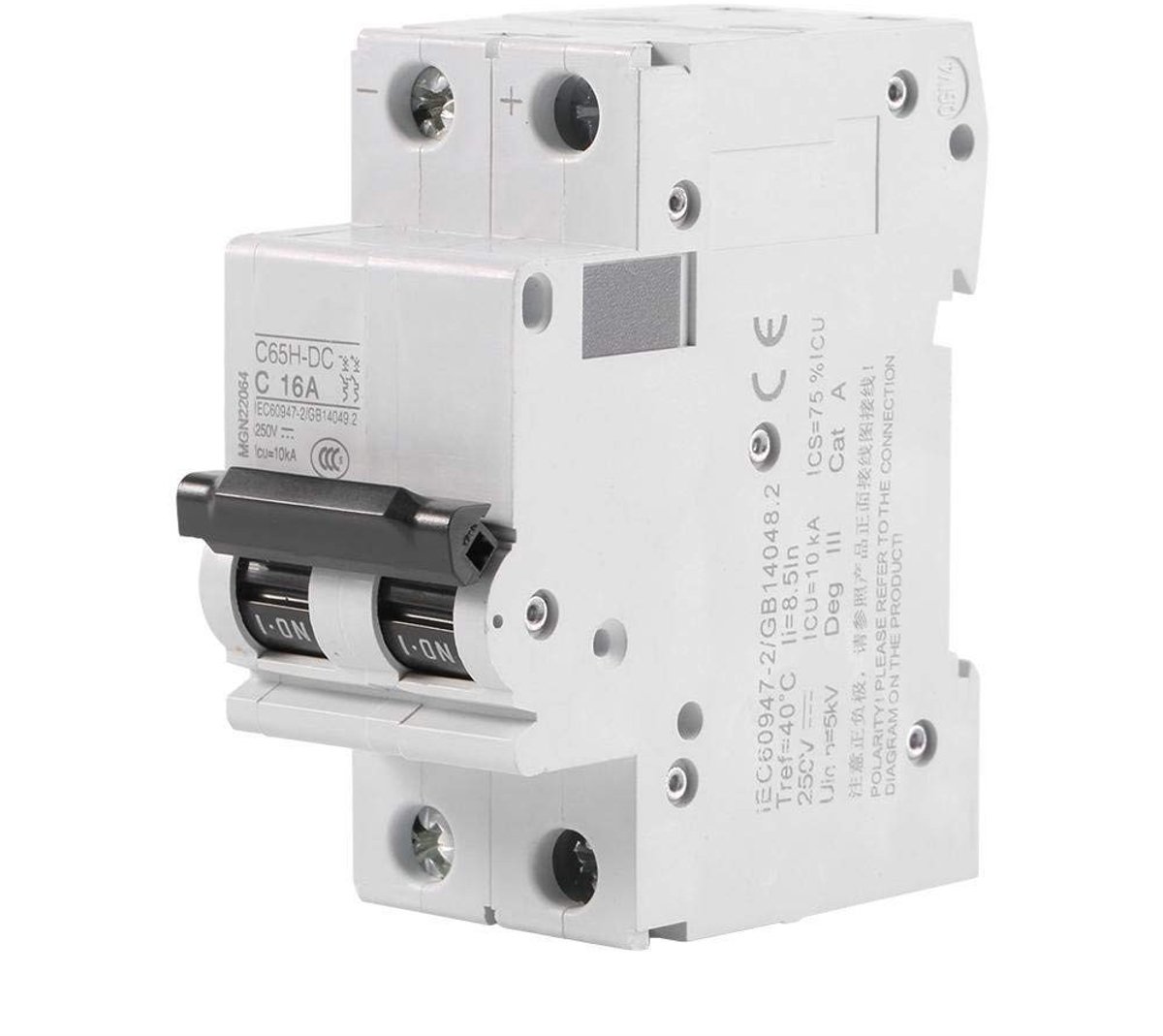 Dailygoods - Dailygoody - Miniatuur Air Circuit Breaker - Zonne-energie Schakelaar - Kortsluiting Bescherming - 2 P - 16A - Laagspanning - 250 V DC - Geschikt voor.