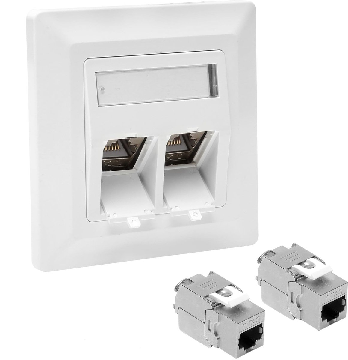 Dailygoods - Cosensi - Dailygoods - Cat 7 Netwerkaansluiting met 2 Poorten voor Inbouwmontage