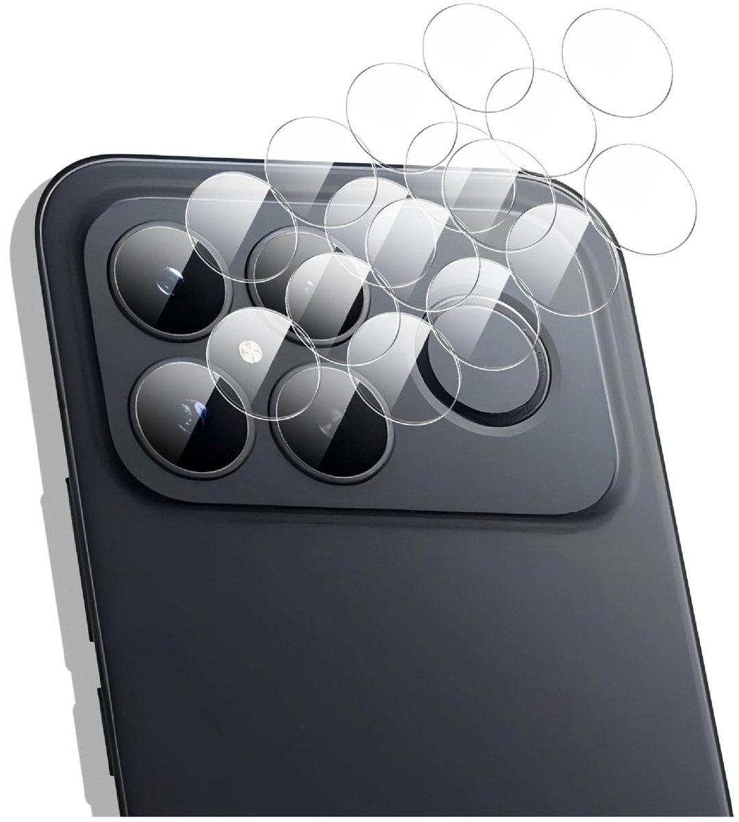 Dailygoods - Set van 4 Super Dunne Cameralensbescherming voor Smartphones, HD Hardheid 9H
