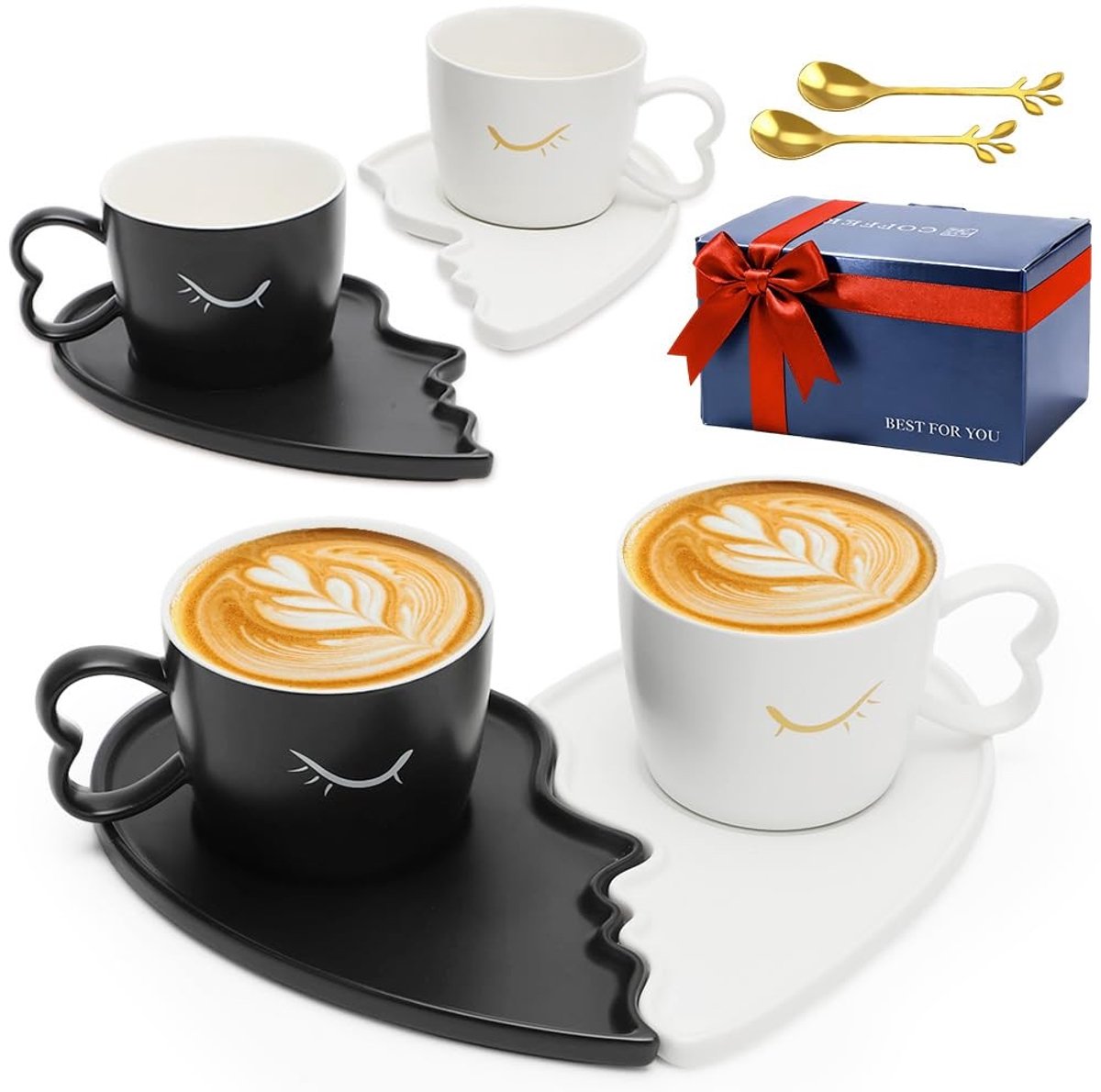 Dailygoods - Koffiemokken Set voor Stellen met Schattig Ontwerp