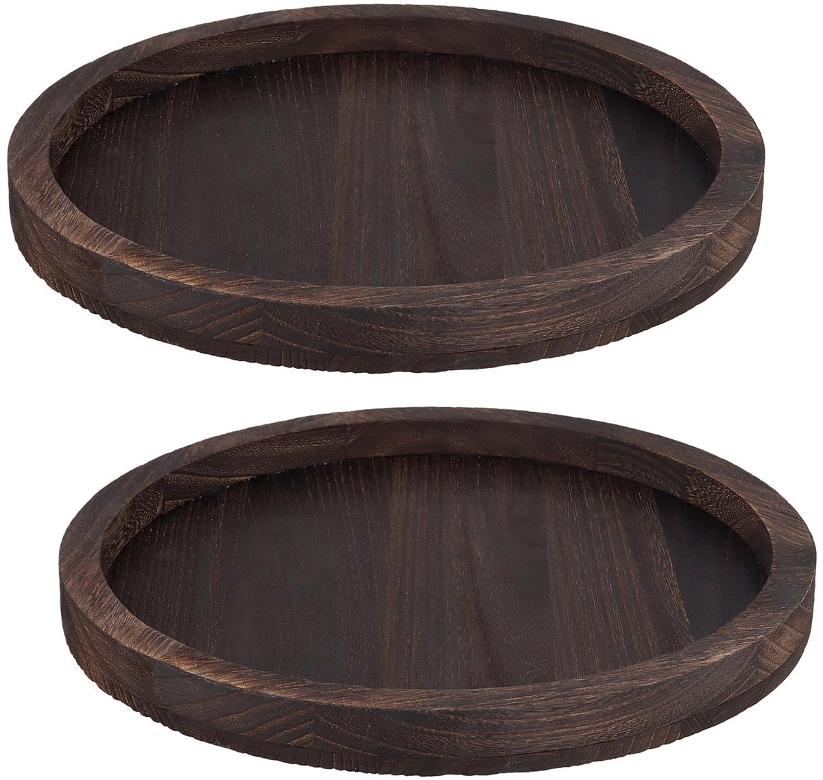 Dailygoods - Set van 2 Ronde Houten Dienbladen, 32 cm, Bruin