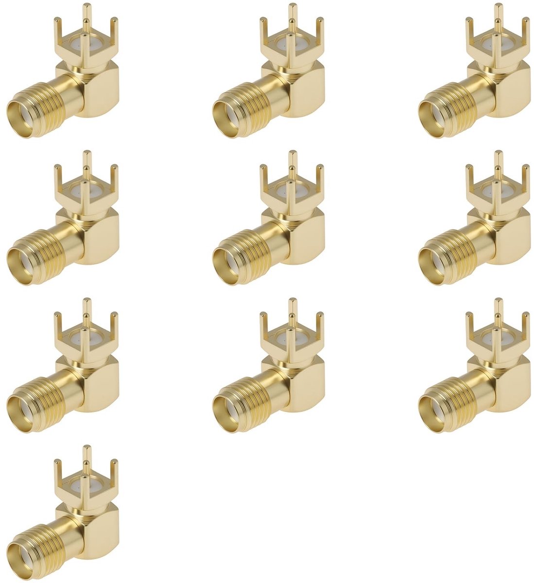 Dailygoods - 10 Stks SMA Vrouwelijke Connector 90 Graden voor PCB Mount