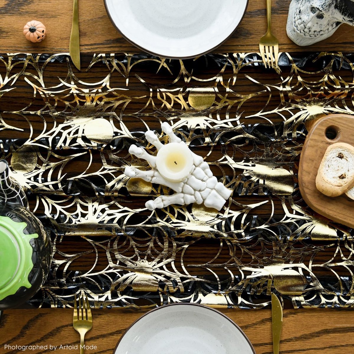 Dailygoods - Halloween Tafelloper met Spinnenweb Design