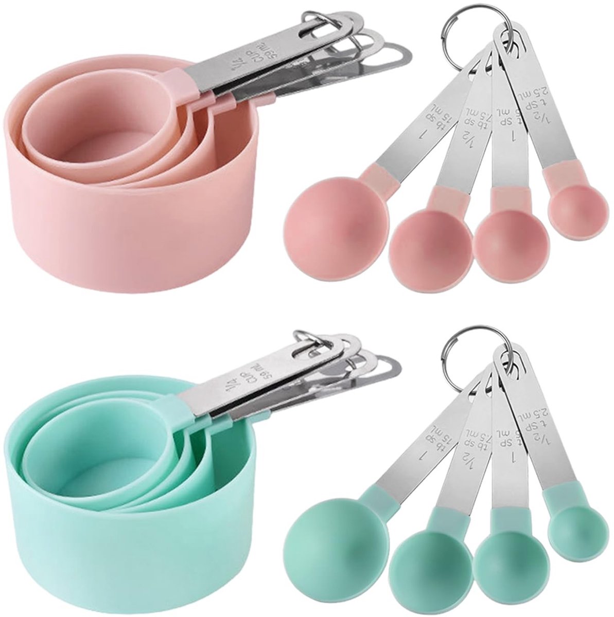 Dailygoods - 16 Stuks Maatlepels met Roestvrijstalen Handvat