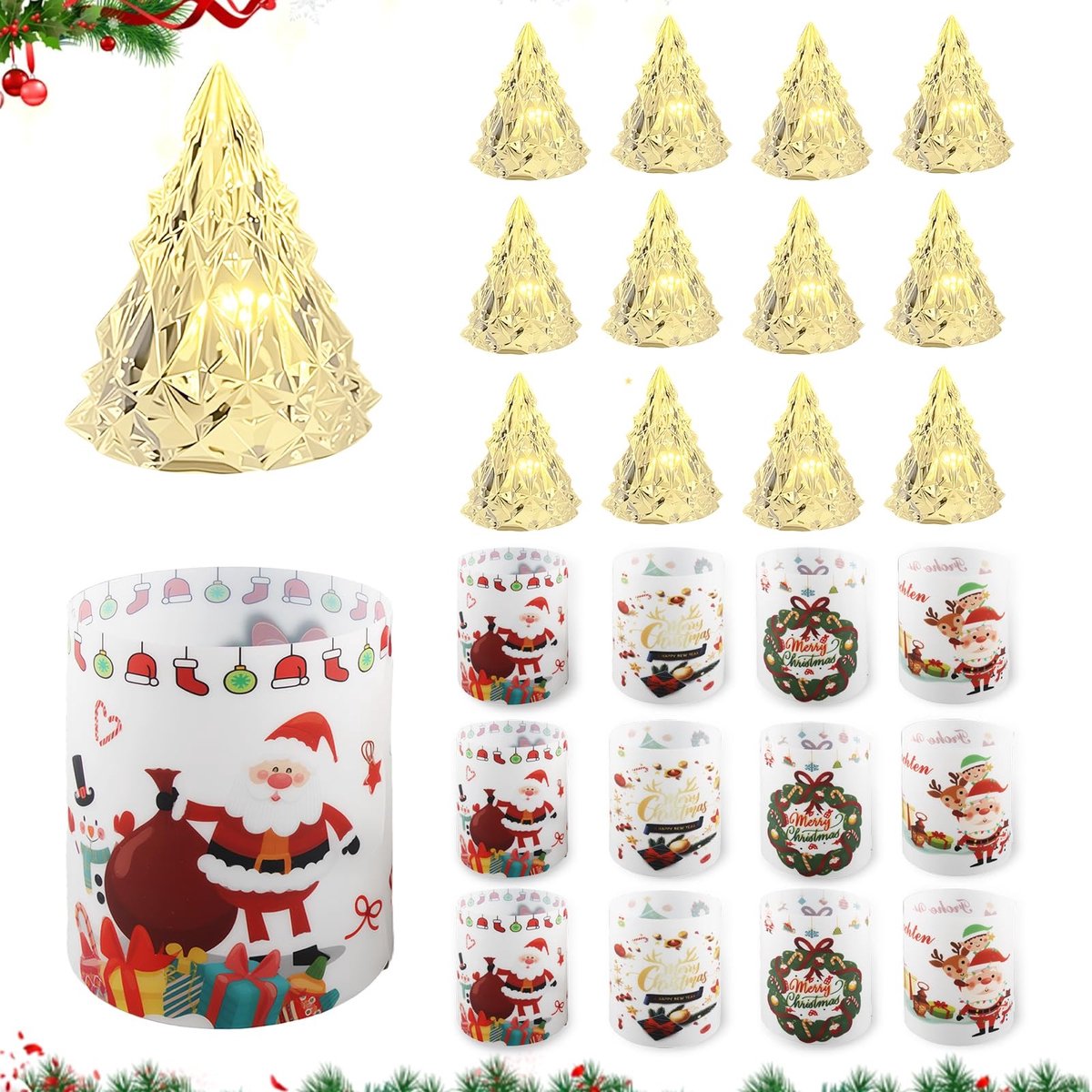Dailygoods - Set van 12 Kersttheelichtjes voor Feestelijke Decoratie