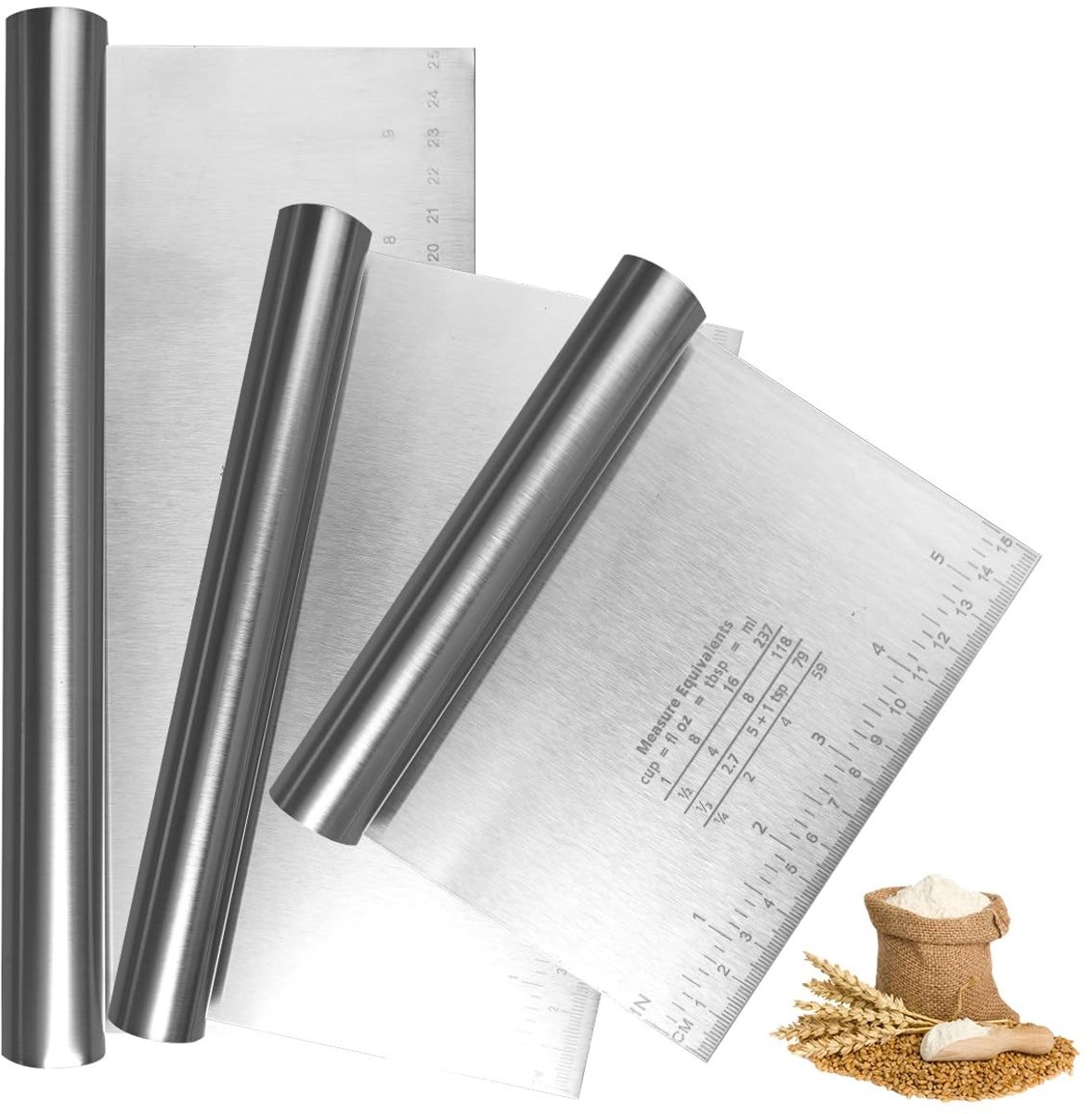 Dailygoods - Set van 3 Roestvrijstalen Deegspatels voor Bakken