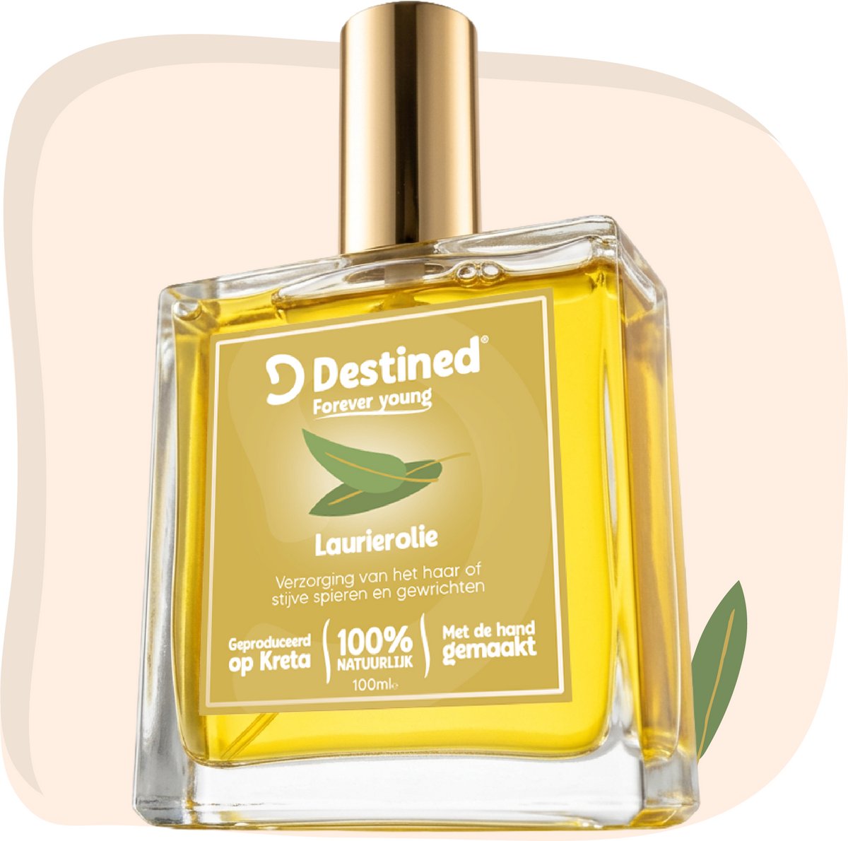 Destined® Laurier olie - 100ml - Laurel Bay oil - Voor Dof Haar & Stijve Spieren - Geeft Glans & Verzacht - Dual Purpose - Hair & Body Oil - 100% Natuurlijk & Handgemaakt in Griekenland - Haarolie/Massage olie