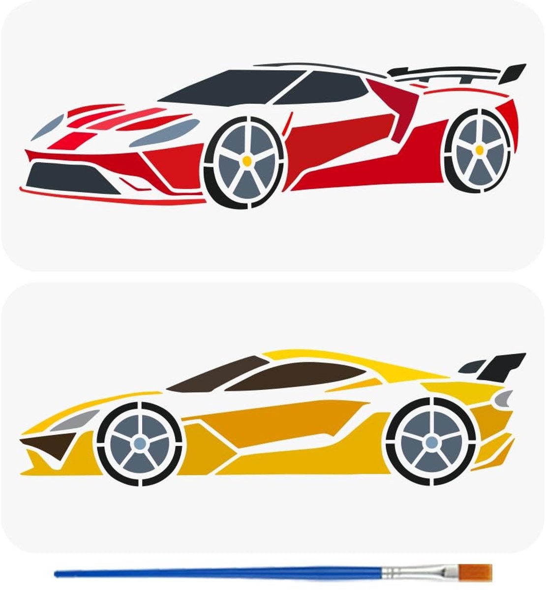 Dailygoods - 2 Stuks Schildersjablonen voor Sportauto's met Penseel
