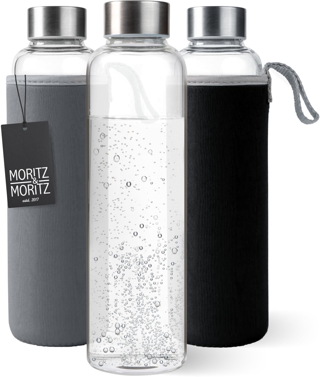 Dailygoods - Glazen Drinkfles 500 ml met Neopreen Hoes - Lekvrij