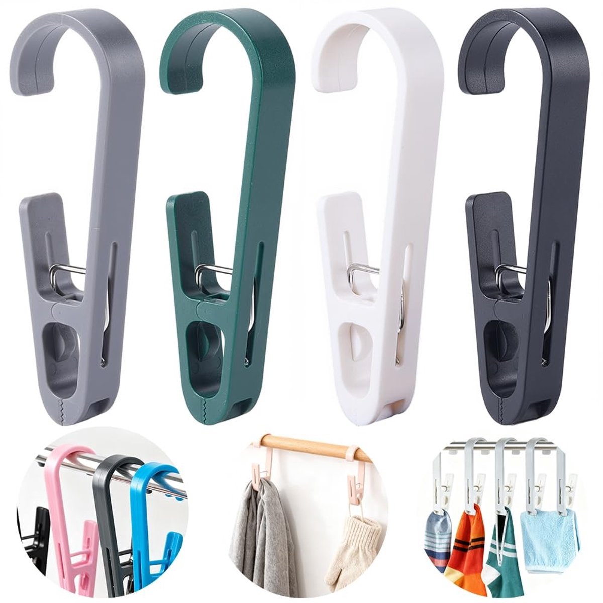 Dailygoods - 8 Stuks Washaken met Clips voor Kleding en Handdoeken