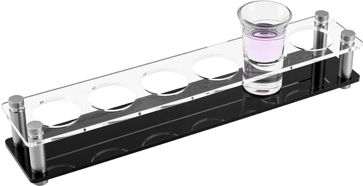 Dailygoods - 6-Persoons Shotglashouder met Dienblad van Zwart Acryl