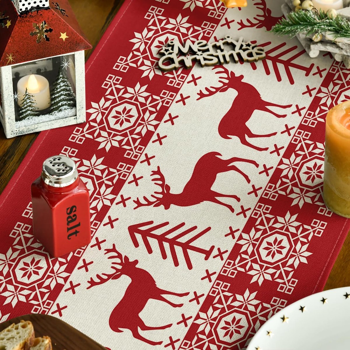 Dailygoods - Kerstmis Tafelloper met Rendier Design voor Feestdecoratie
