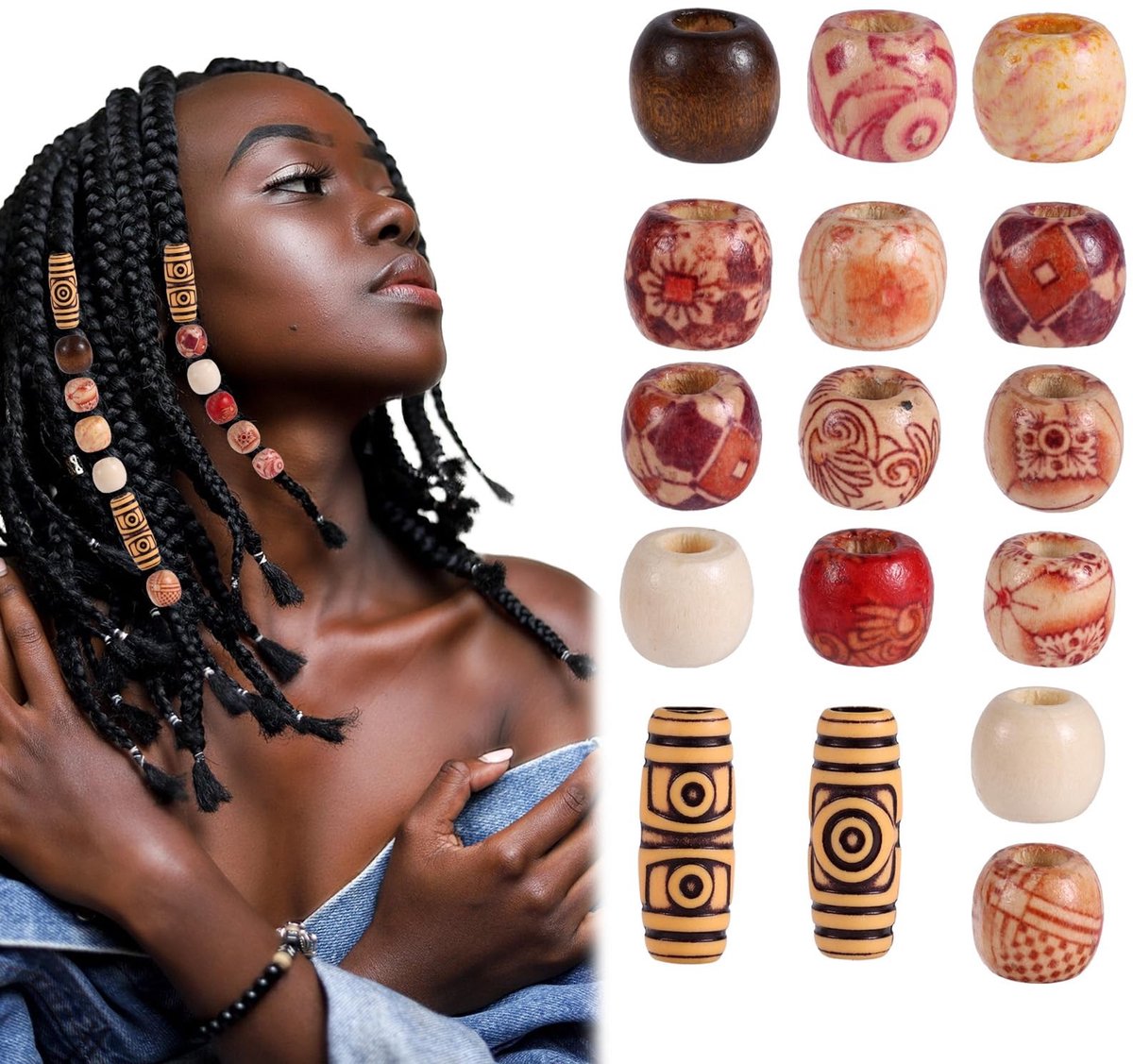 Dailygoods - Set van 60 Houten Haarkralen voor Vlechten en DIY Haaraccessoires