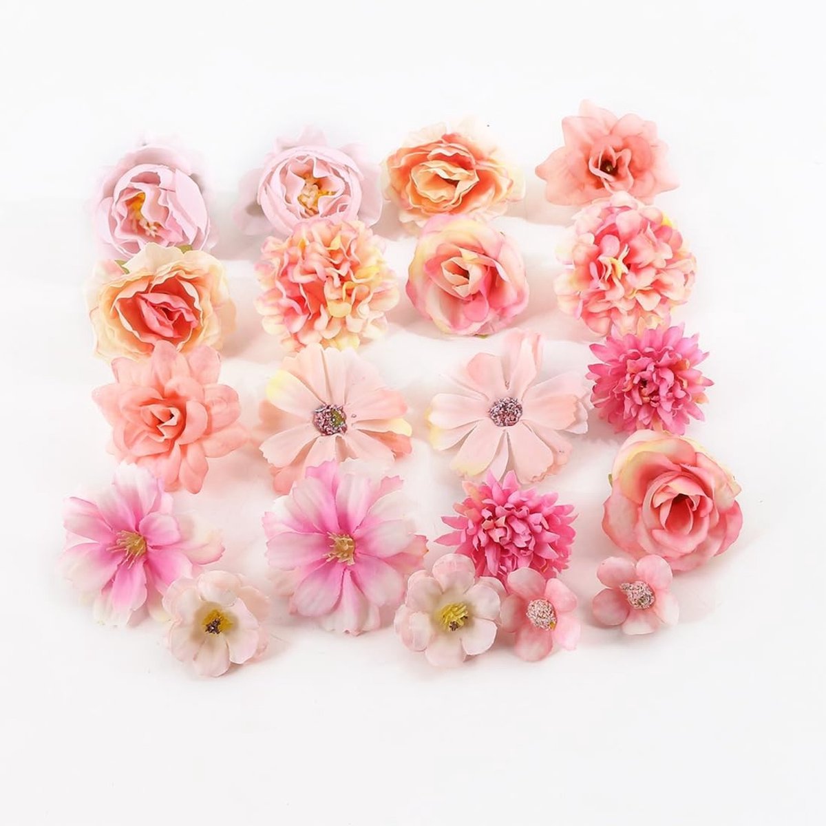 Dailygoods - 20 Stuks Roze Kunstbloemen voor Taartdecoratie en Knutselen